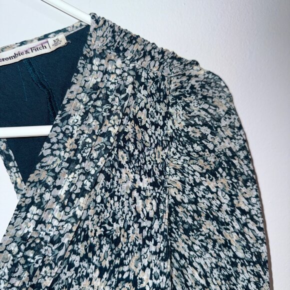 Abercrombie & Fitch XS Womens Floral Long Sleeve Dress, V-Neck Open Back - Picture 2 of 8